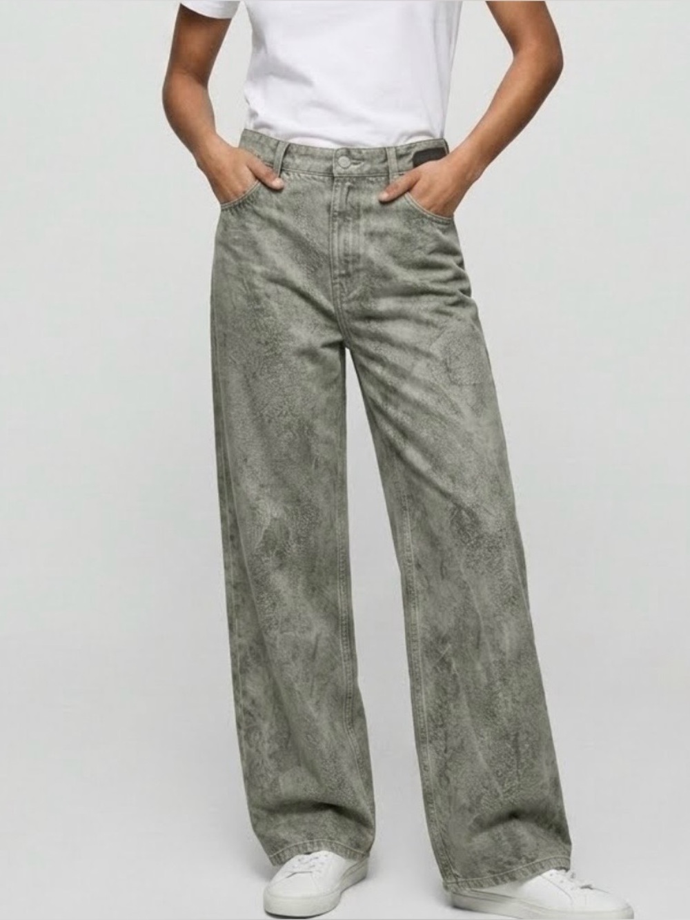Zara Rare ZW Collection Slim Fit Jacquard High Waist Women’s Jeans Grey Size 6 - Picture 1 of 14